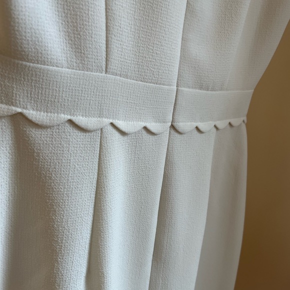 Club Monaco Avaline white crepe mini dress with scallop detail - Picture 2 of 5